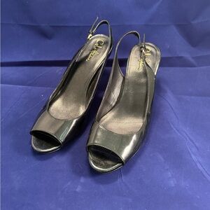 Cole Haan Glossy Black Slingback Heels